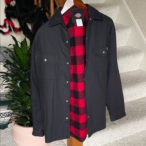 Dickies Black " Carhartt Like" Jacket with Red Plaid Lining